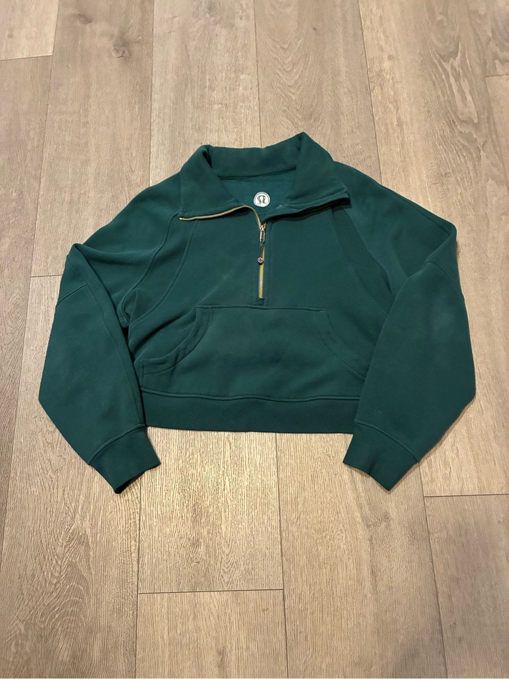 lululemon athletica Women's Storm Teal gold Half-Zip Funnel Neck Scuba